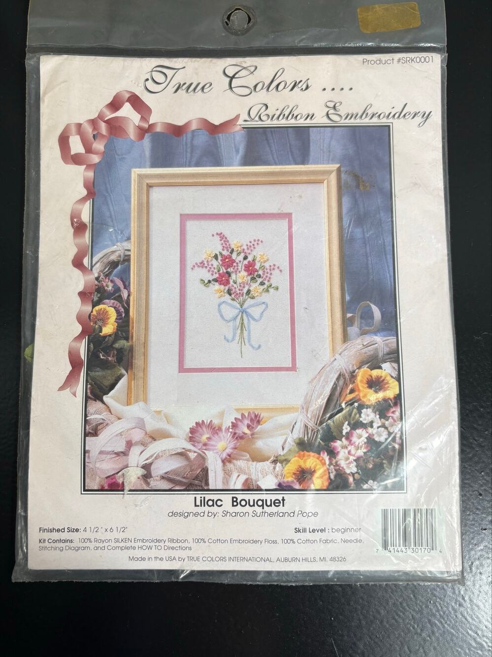 Vintage True Colors Ribbon Embroidery Lilac Bouquet Beginner Level Needlepoint